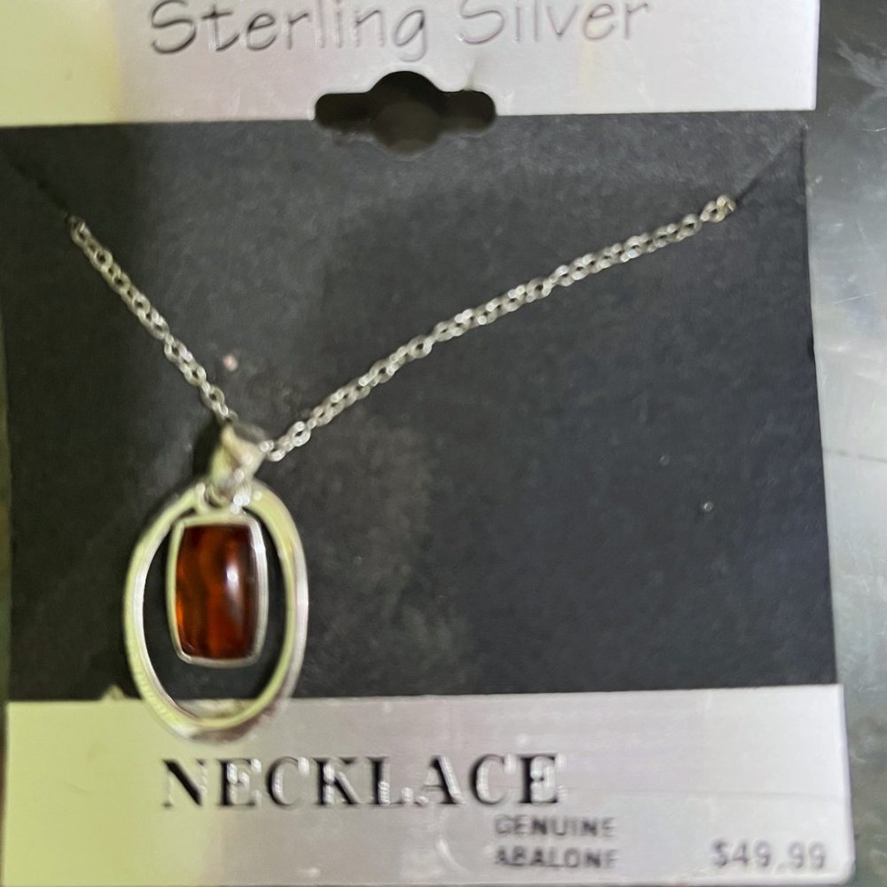 Silver and Abalone vintage necklace NWT